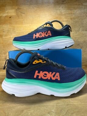 Hoka One One Bondi 8 REFLECTIVE Womens Sz 9 Running Shoes Sneakers Outer Space
